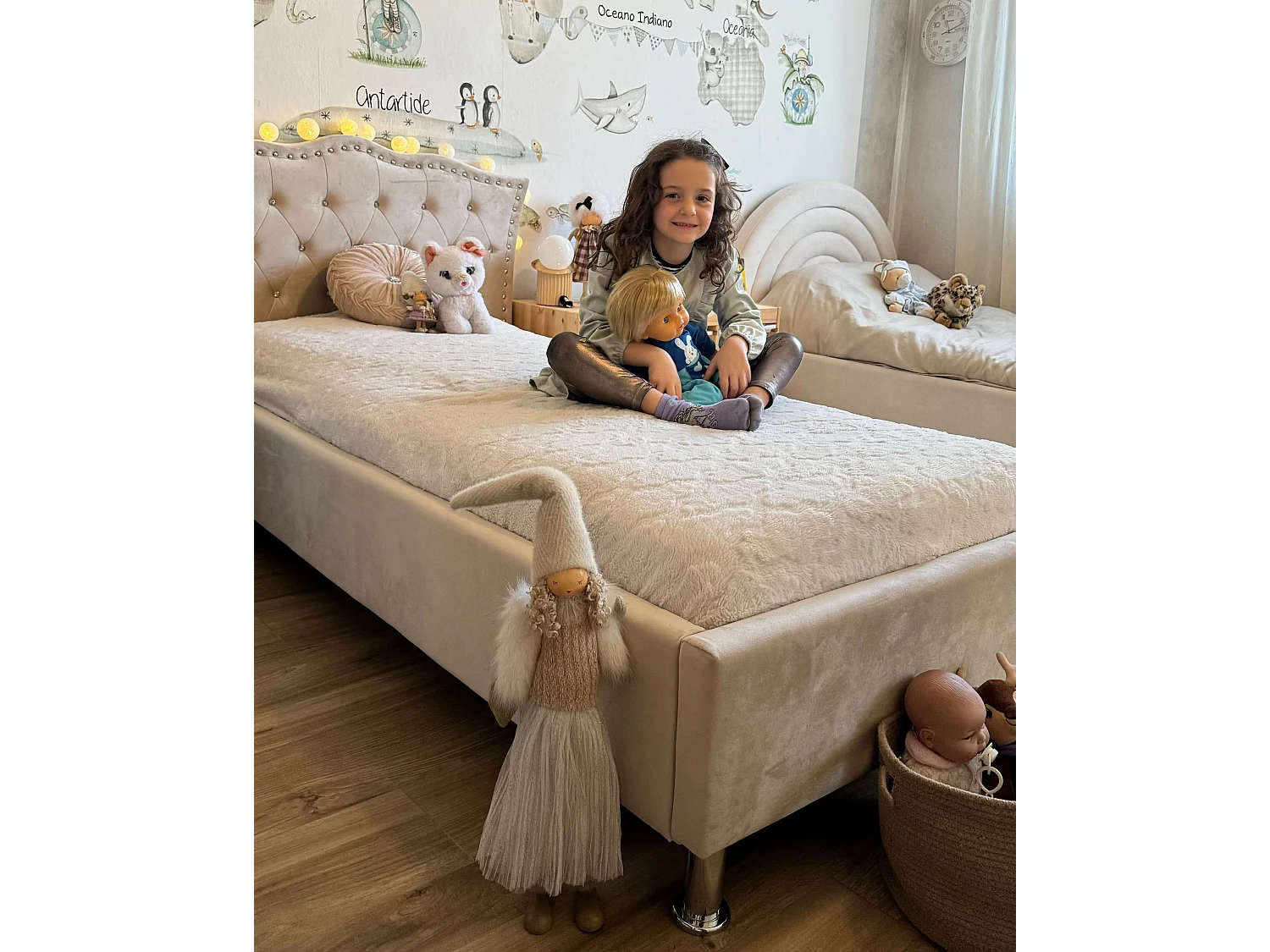Lit simple en velours beige 90 x 200 cm METZ