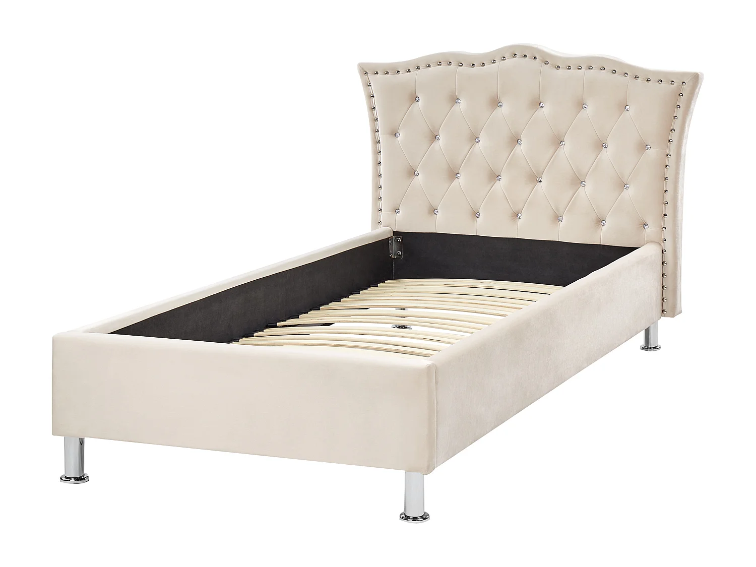 Bed fluweel beige 90 x 200 cm METZ