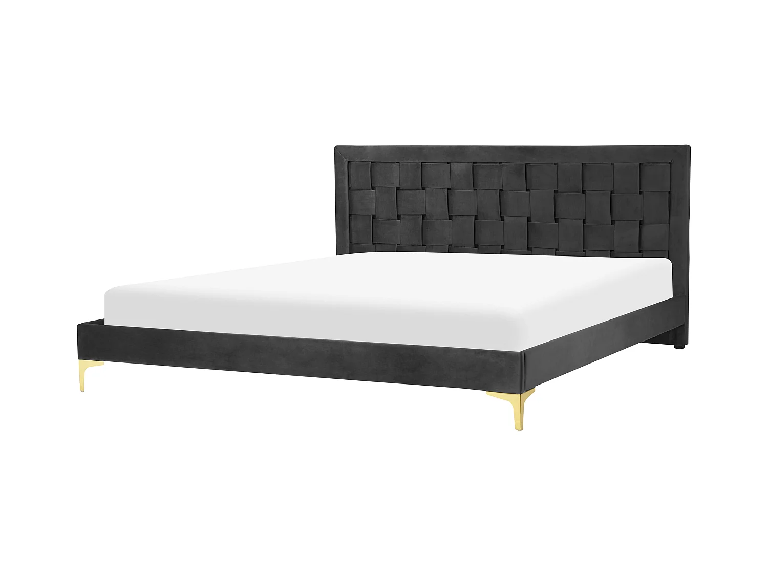 Lit avec sommier Velours LIMOUX 180 x 200 cm Noir