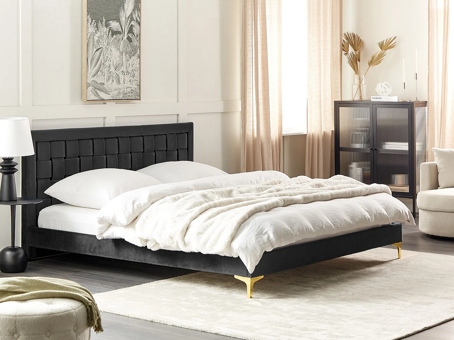 Bed Fluweel LIMOUX 180 x 200 cm Zwart