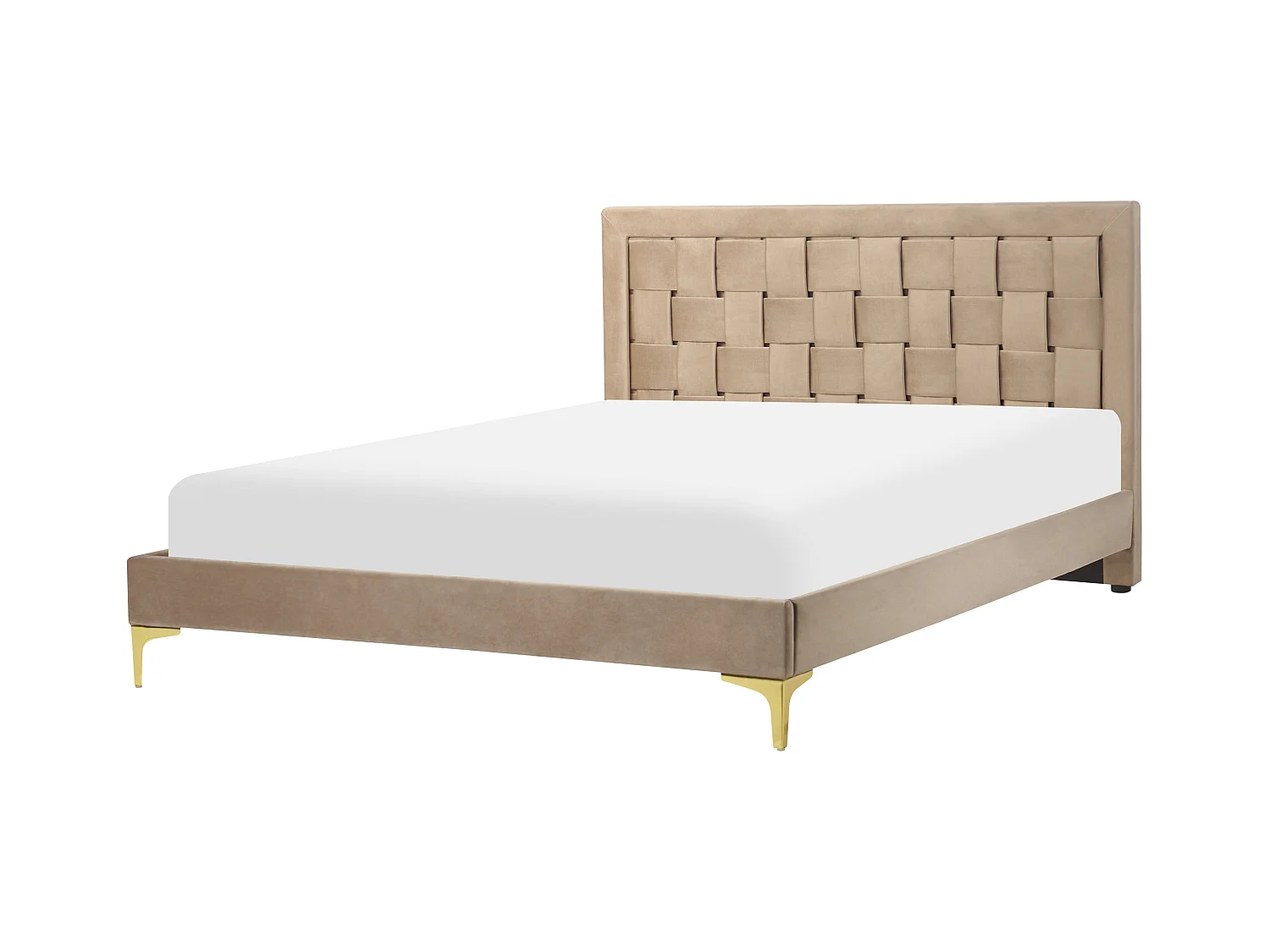 Lit avec sommier Velours LIMOUX 140 x 200 cm Taupe