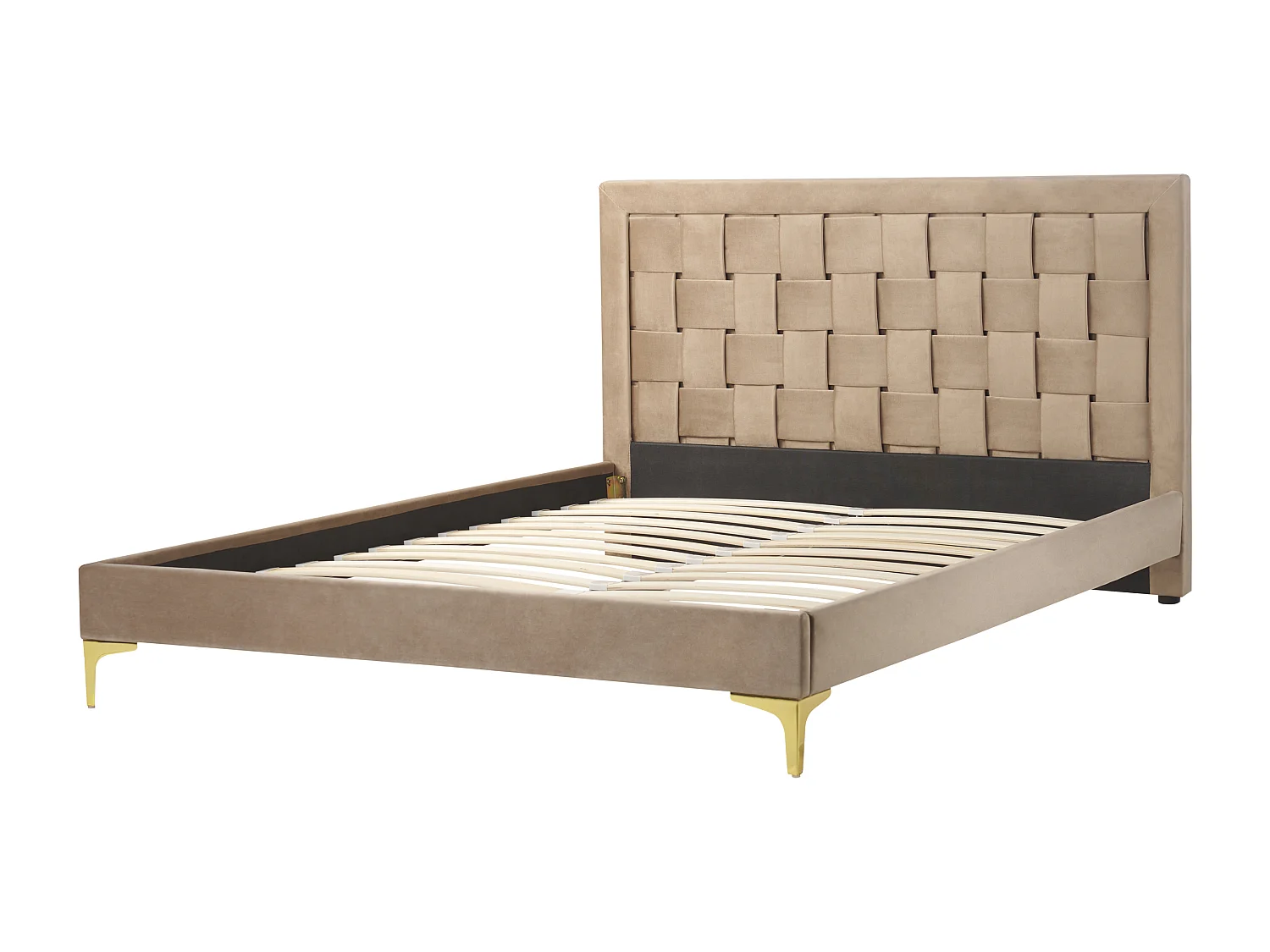 Bett mit Lattenrost Samtstoff LIMOUX 140 x 200 cm Taupe
