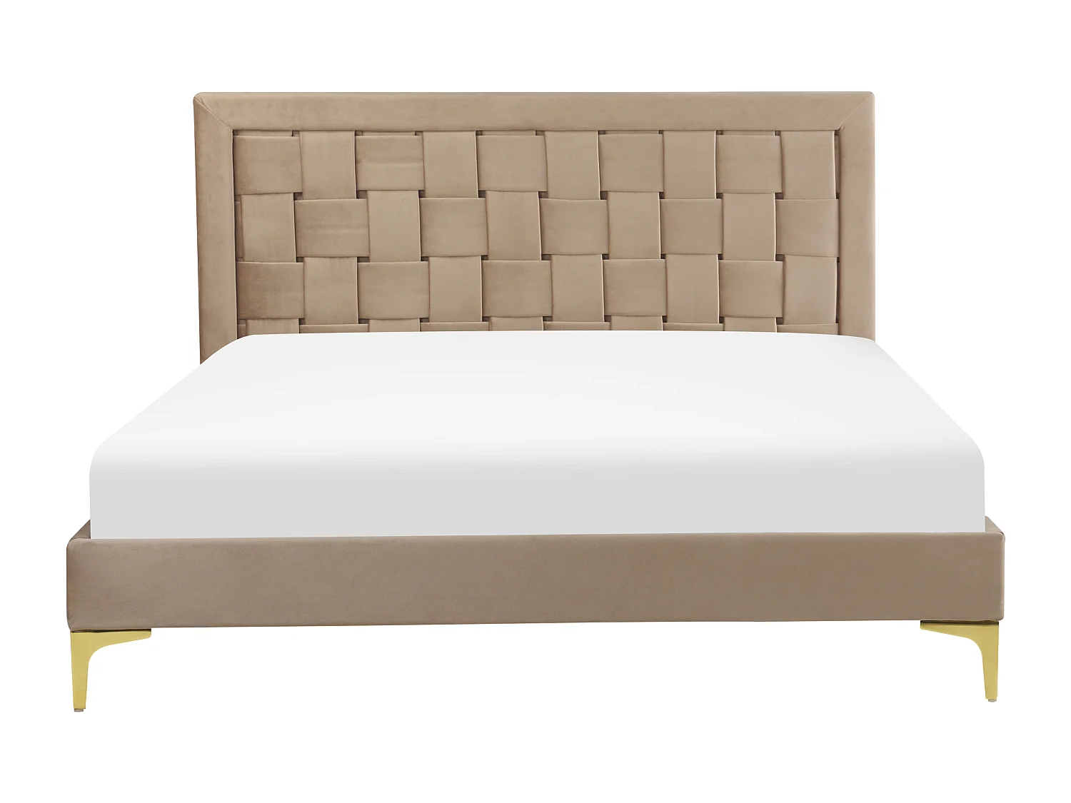 Bett mit Lattenrost Samtstoff LIMOUX 140 x 200 cm Taupe