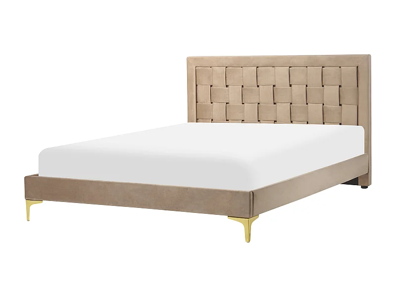 Lit avec sommier Velours LIMOUX 140 x 200 cm Taupe
