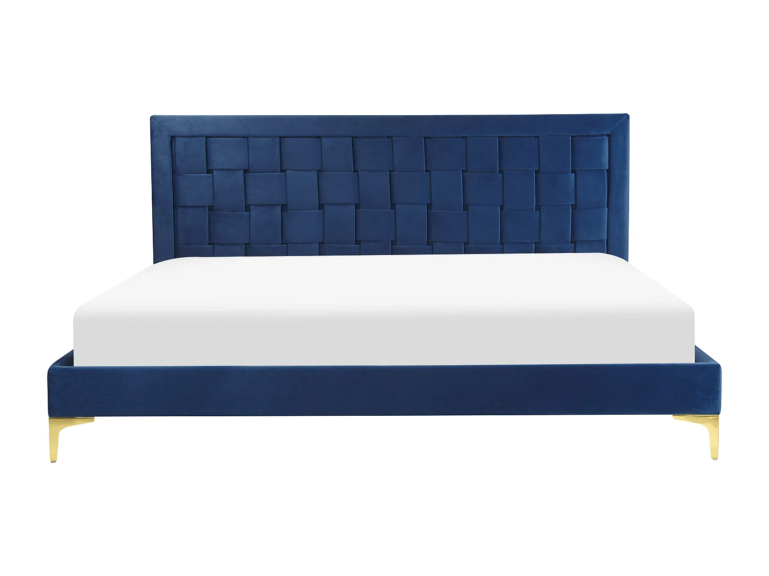 Luxuriöses Doppelbett Samtstoff blau mit Lattenrost 180 x 200 cm Limoux