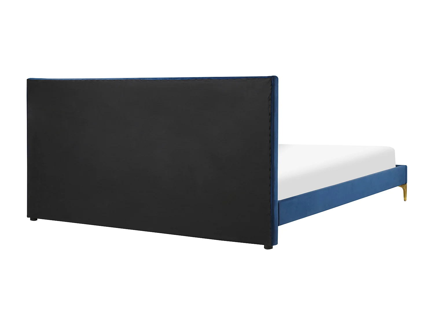 Lit avec sommier Velours LIMOUX 180 x 200 cm Bleu marine