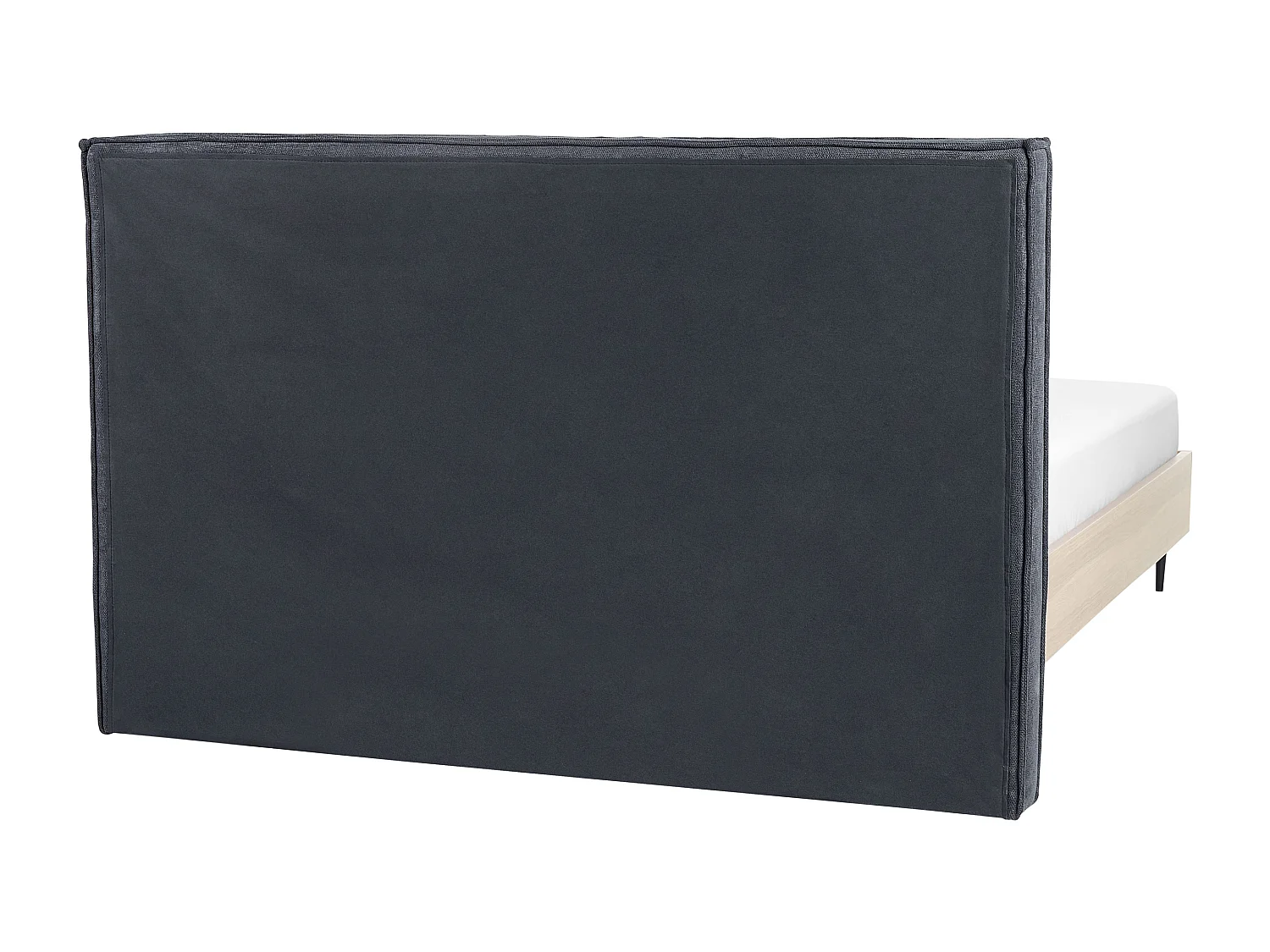 Bett grau / helles Holz 160 x 200 cm gepolstertes Kopfteil Holzrahmen Izernore