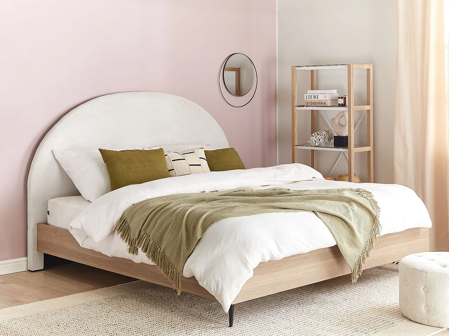 Letto Tessuto MILLAY 160 x 200 cm Bianco sporco