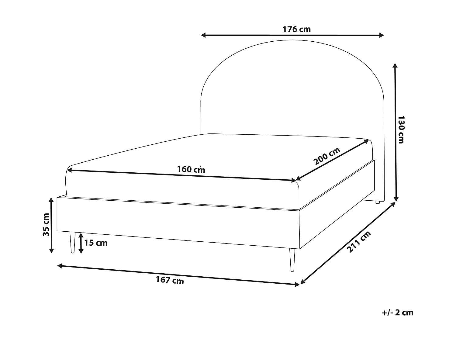Letto Tessuto MILLAY 160 x 200 cm Bianco sporco