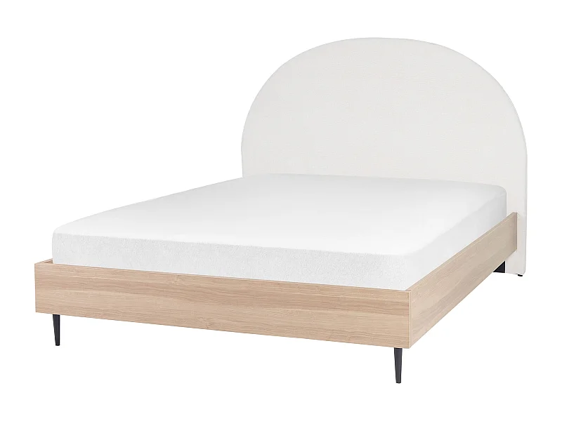 Lit avec sommier Tissu MILLAY 160 x 200 cm Blanc cassé