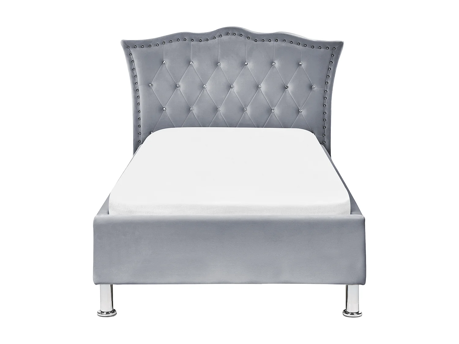 Bett mit Lattenrost 90x200 cm Samtstoff grau Metallfüße Chesterfield-Stil Metz