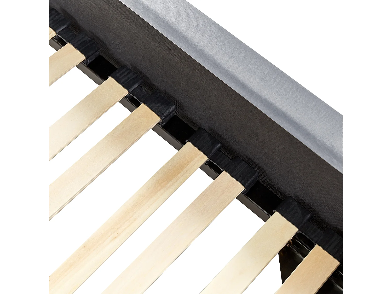 Lit avec sommier Velours METZ 90 x 200 cm Gris