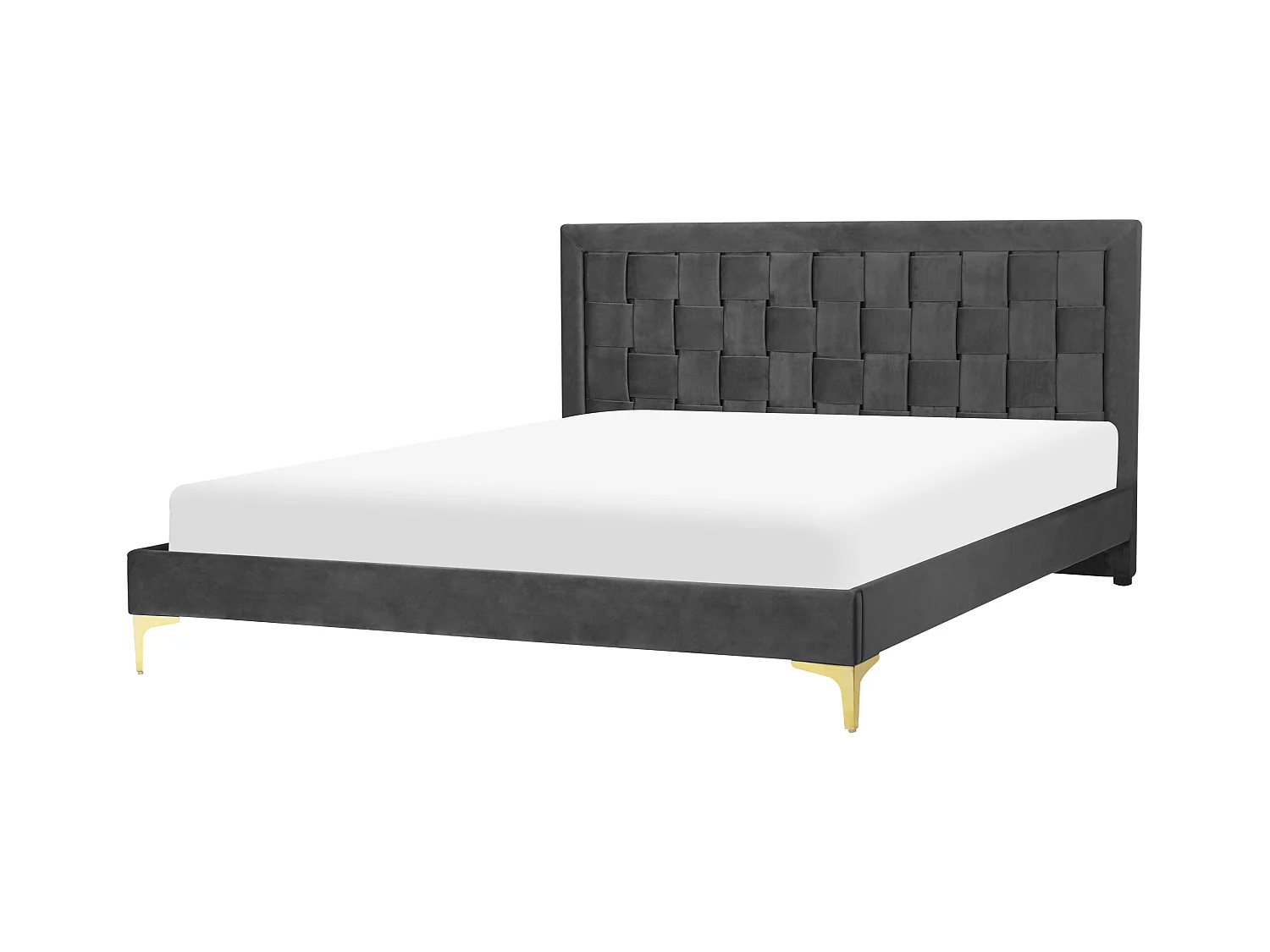 Lit avec sommier Velours LIMOUX 160 x 200 cm Noir