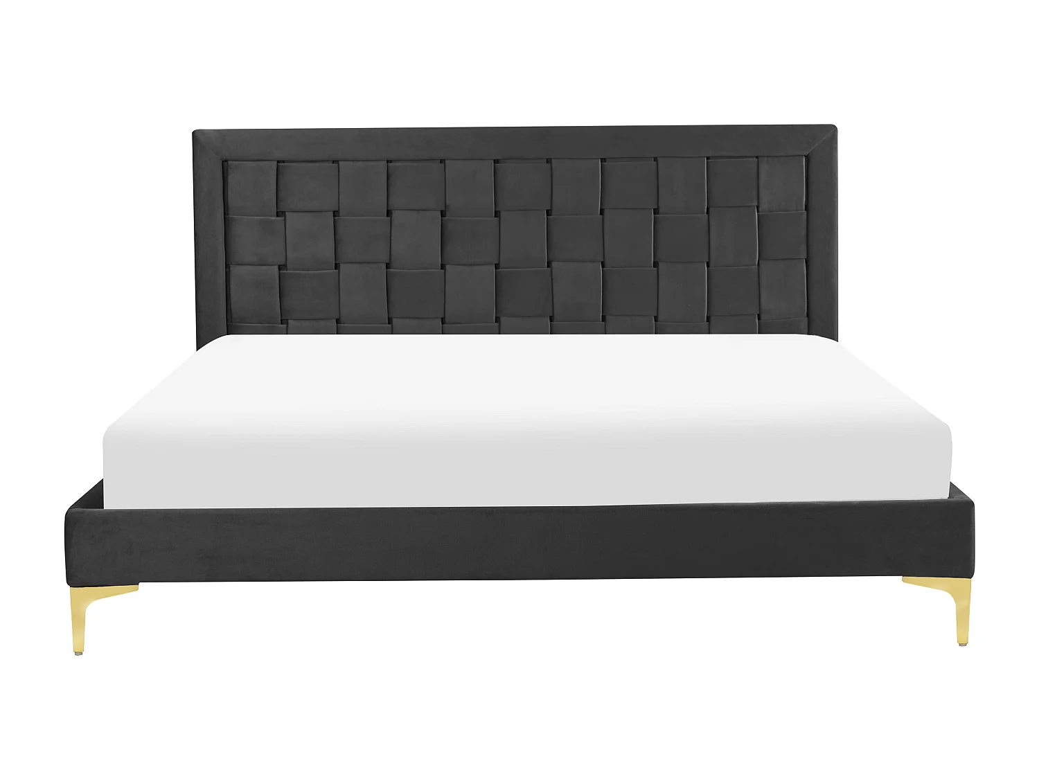 Lit avec sommier Velours LIMOUX 160 x 200 cm Noir