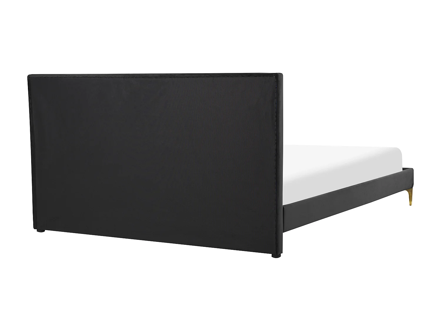 Lit avec sommier Velours LIMOUX 160 x 200 cm Noir