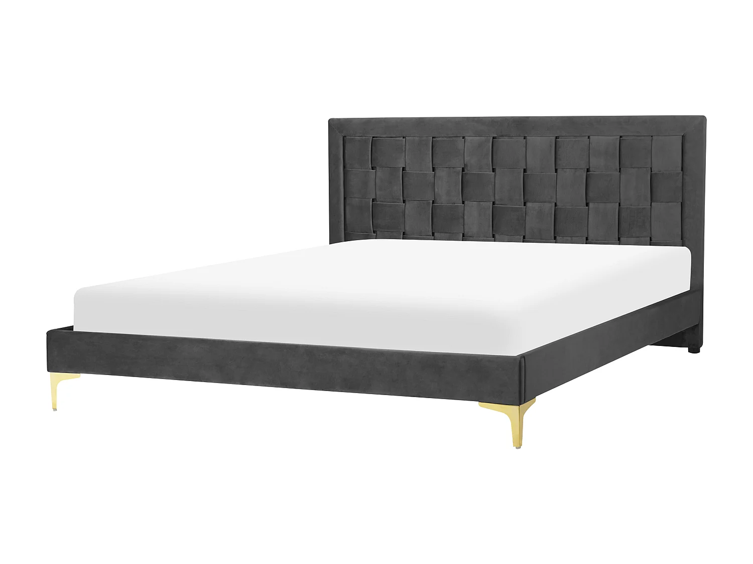 Lit avec sommier Velours LIMOUX 160 x 200 cm Noir