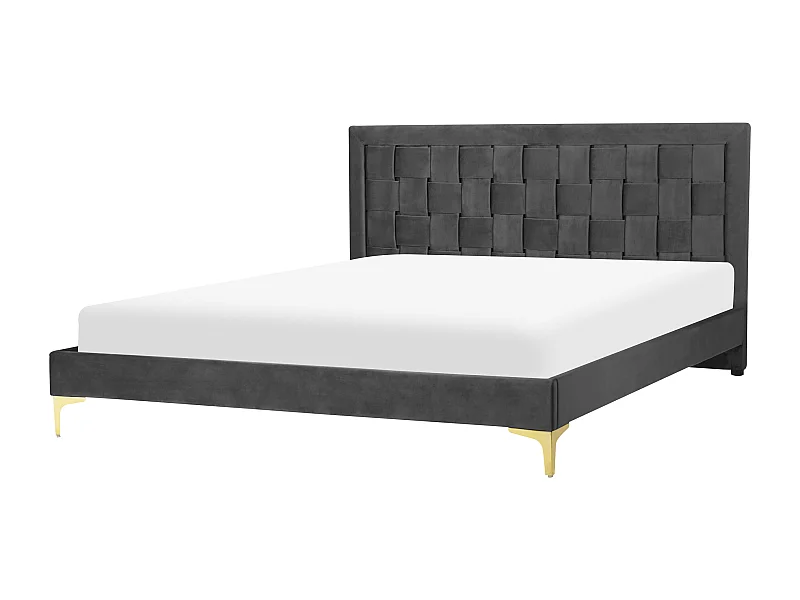 Bed Fluweel LIMOUX 160 x 200 cm Zwart