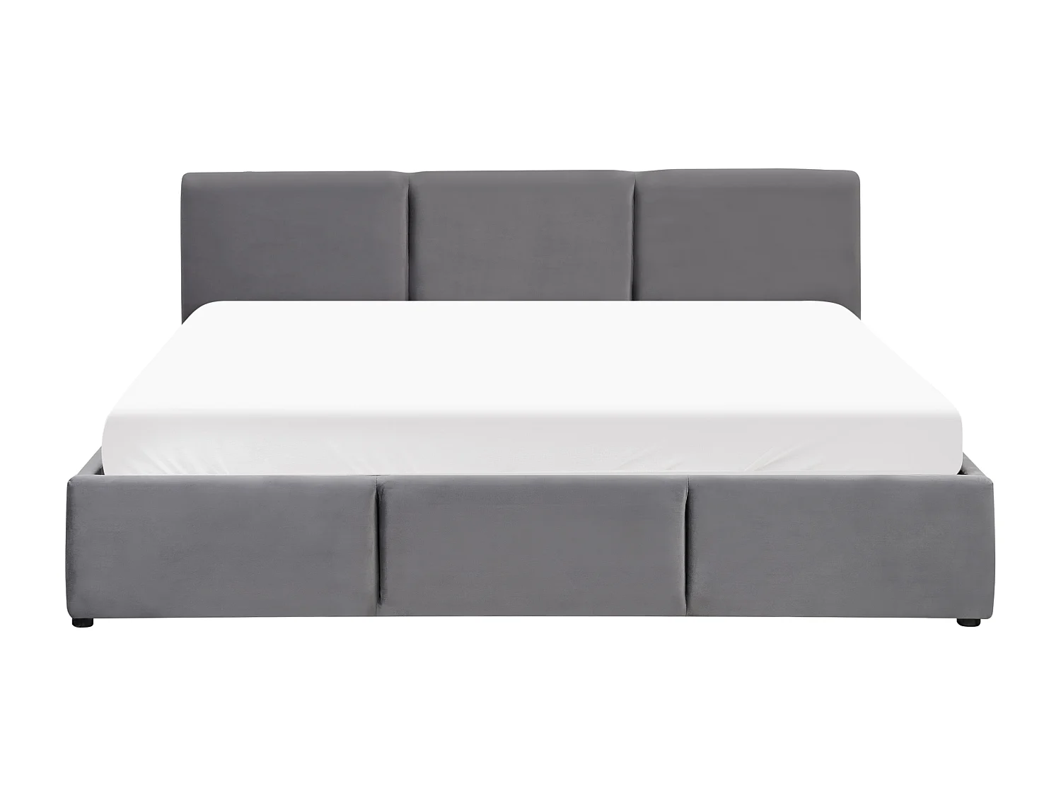 Bett Samt dunkles Grau mit hohem Kopfteil Lattenrost 180x200cm Bettkasten Bousse