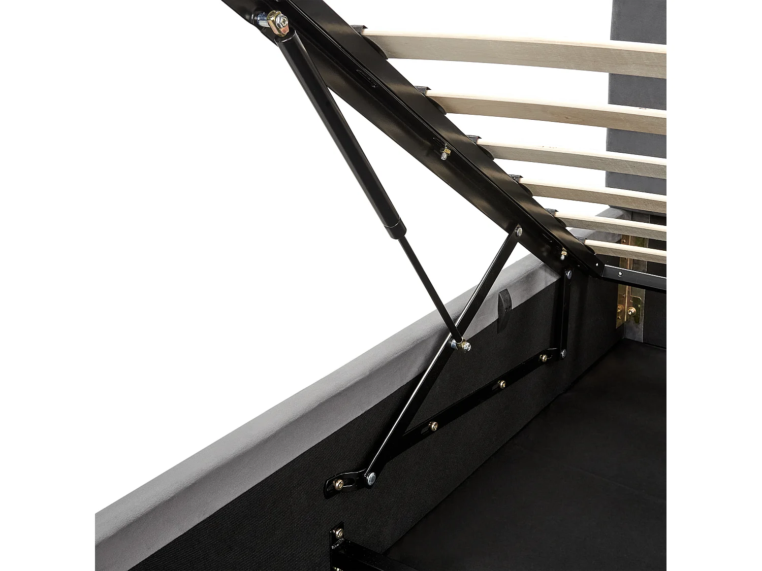 Bett Samt dunkles Grau mit hohem Kopfteil Lattenrost 180x200cm Bettkasten Bousse