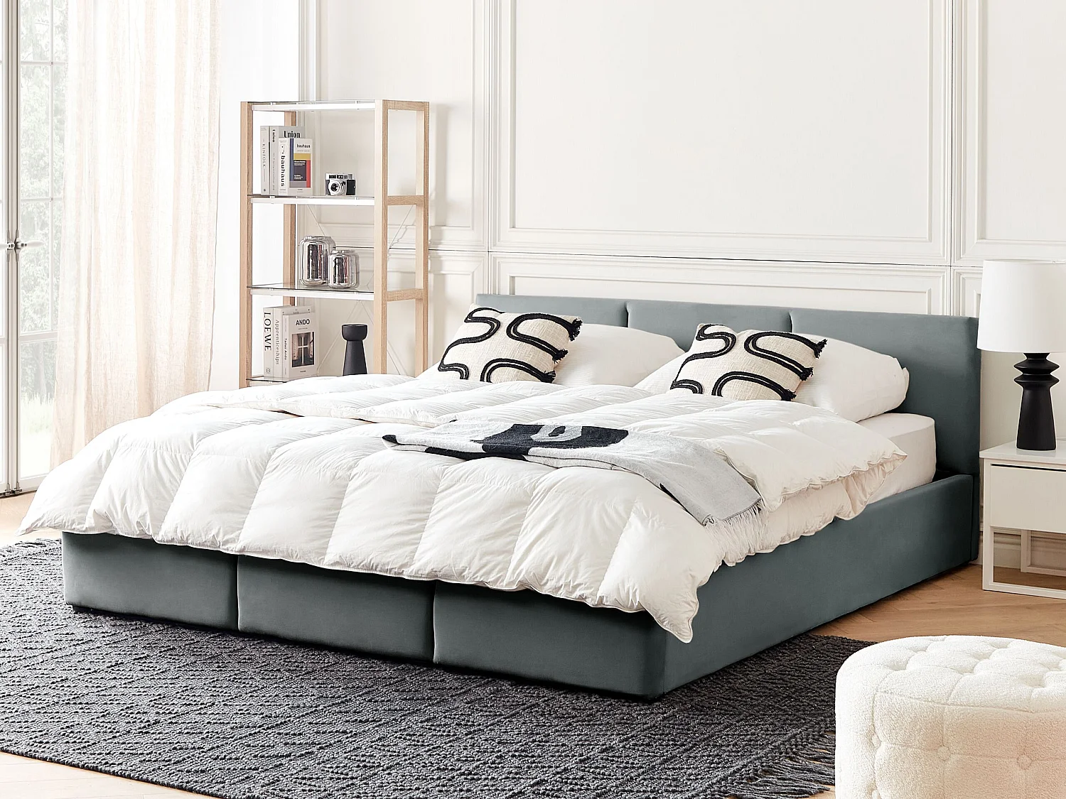 Lit ottoman Velours BOUSSE 180 x 200 cm Gris foncé