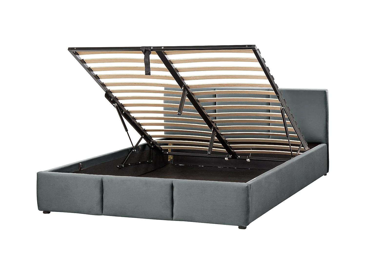 Lit ottoman Velours BOUSSE 160 x 200 cm Gris foncé