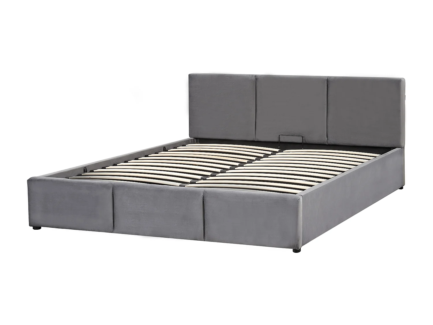 Bett Samt dunkles Grau mit hohem Kopfteil Lattenrost 160x200cm Bettkasten Bousse