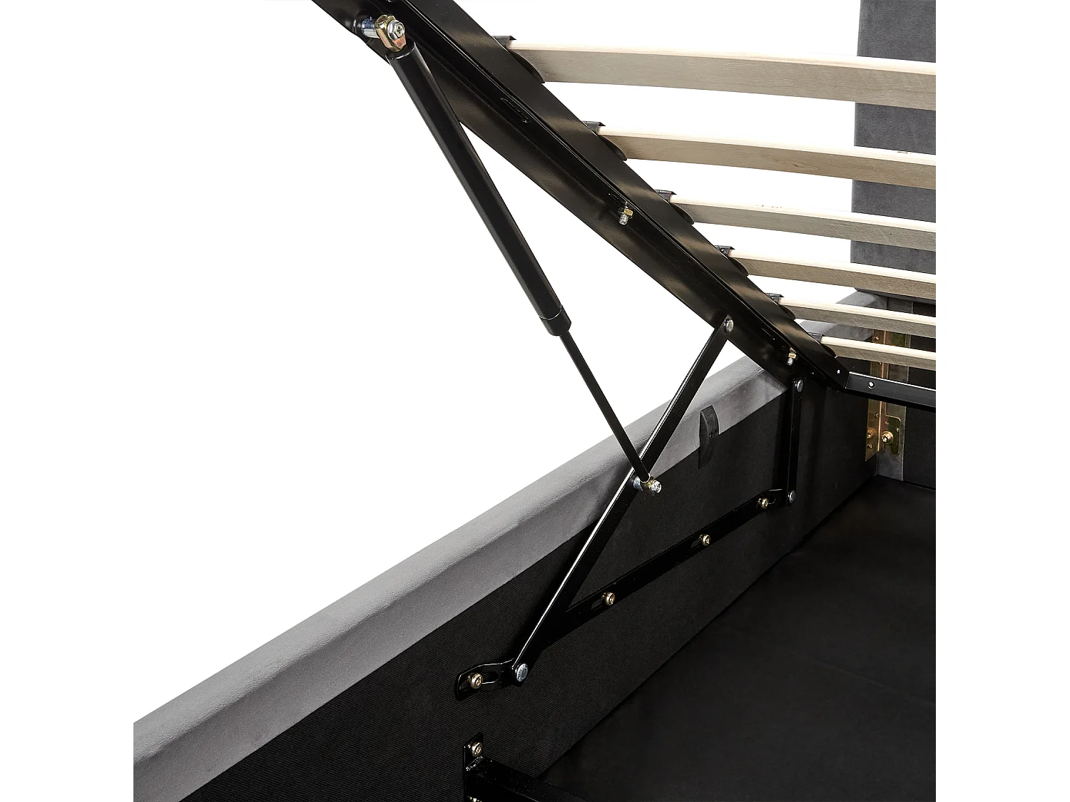 Bett Samt dunkles Grau mit hohem Kopfteil Lattenrost 160x200cm Bettkasten Bousse