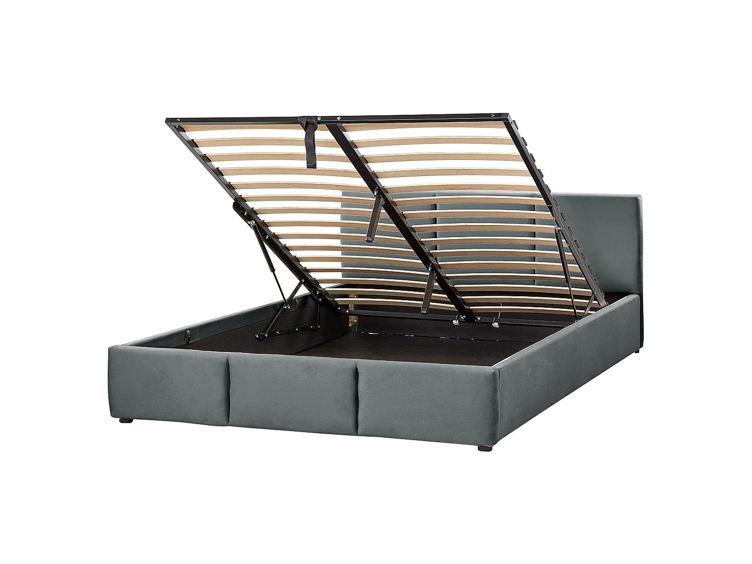 Ottoman Bed BOUSSE Velvet Dark Grey 160 x 200 cm (EU King Size)