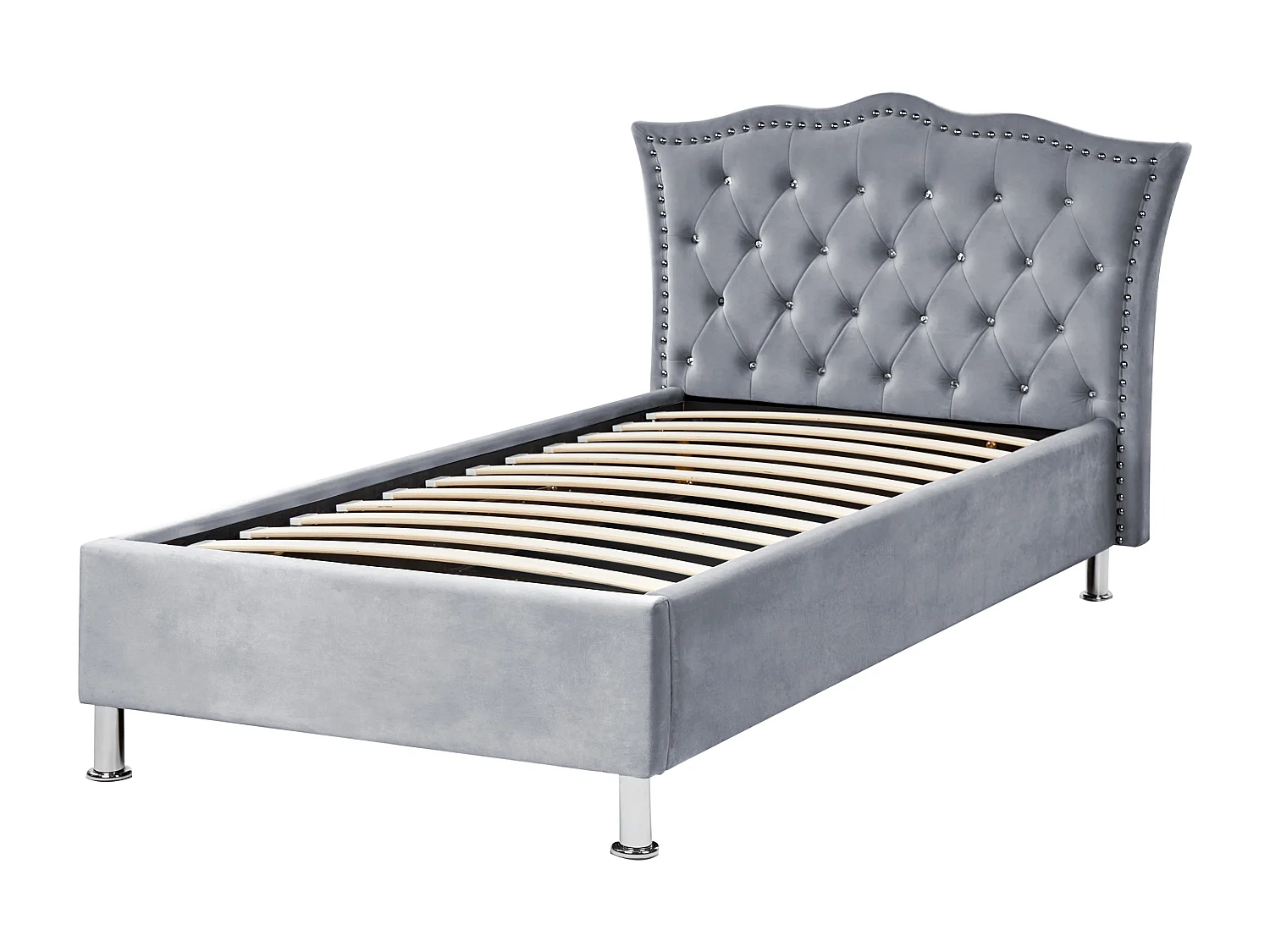 Bed met opbergruimte fluweel grijs 90 x 200 cm METZ