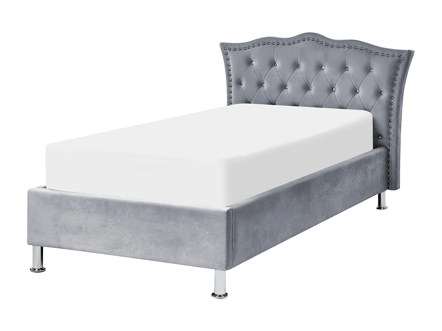 Bett Samtstoff grau mit Bettkasten hochklappbar 90 x 200 cm METZ