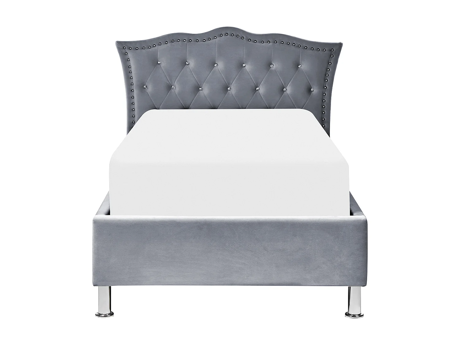 Bett Samtstoff grau mit Bettkasten hochklappbar 90 x 200 cm METZ