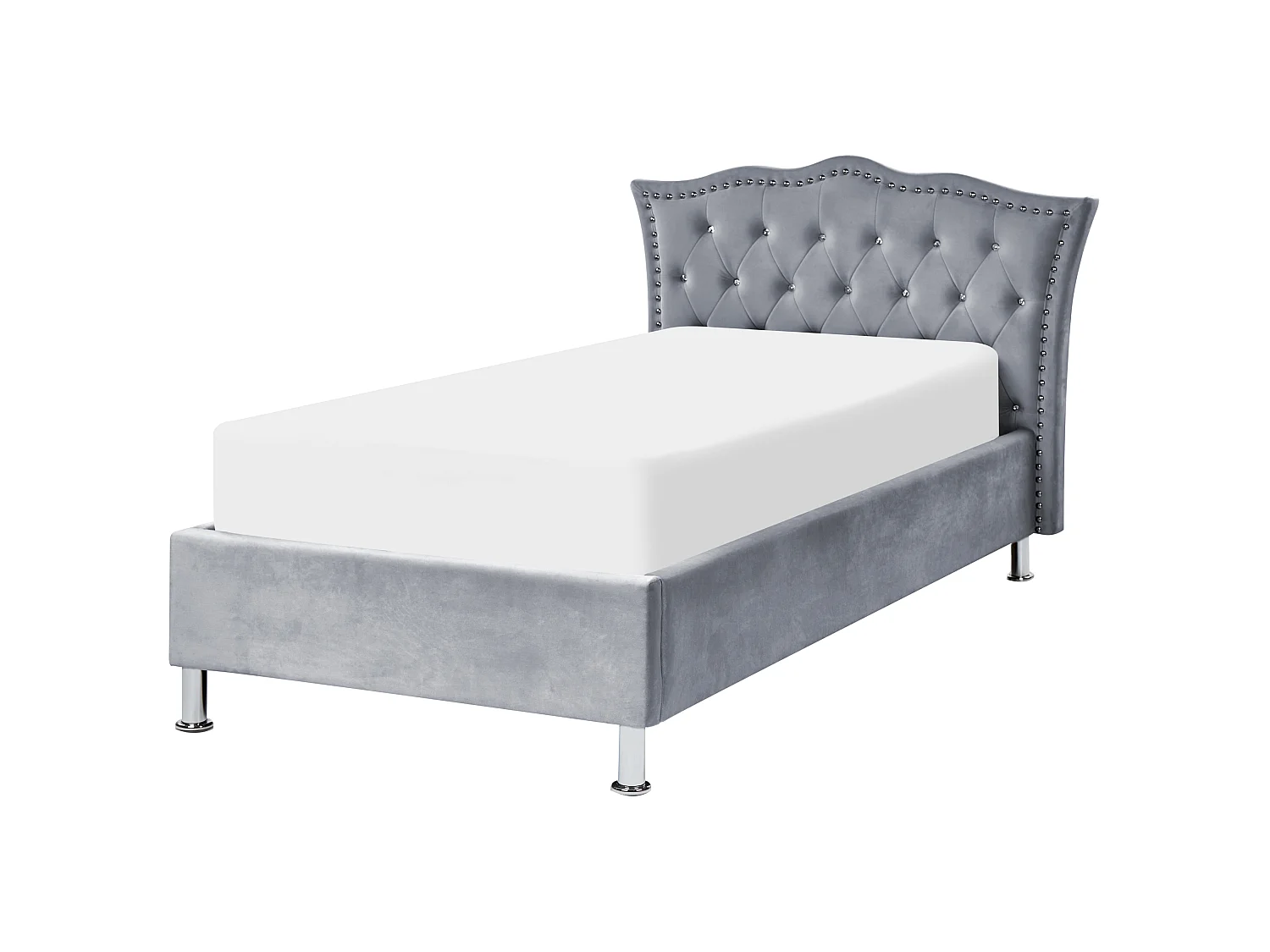 Letto singolo contenitore velluto grigio 90 x 200 cm METZ