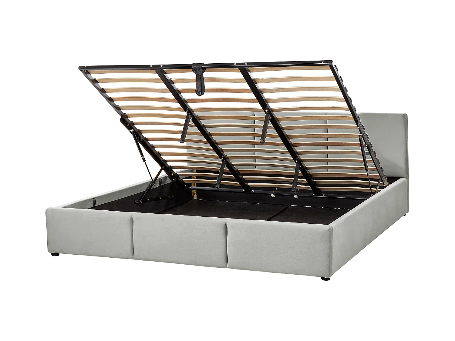 Lit ottoman Velours BOUSSE 180 x 200 cm Gris clair