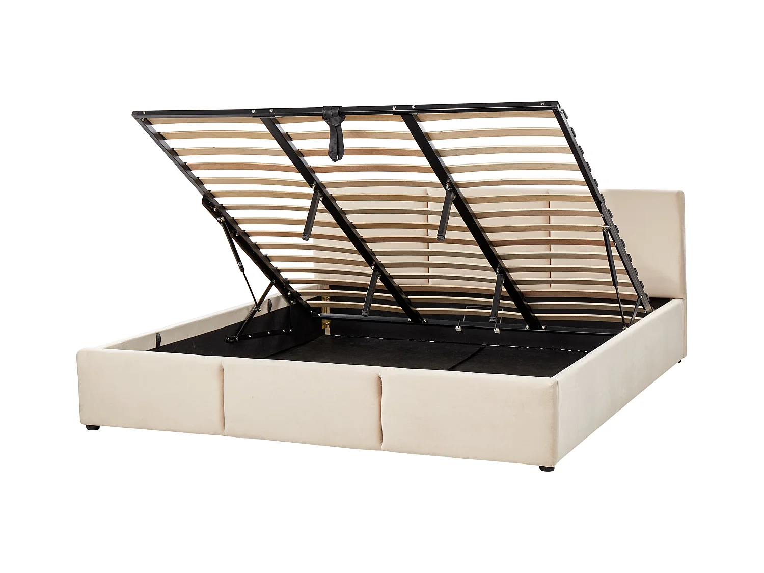 Lit ottoman Velours BOUSSE 180 x 200 cm Beige clair