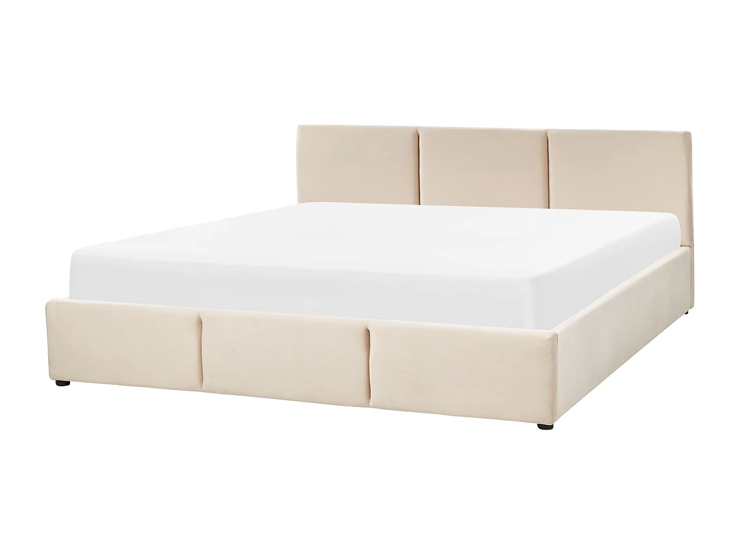 Lit ottoman Velours BOUSSE 180 x 200 cm Beige clair