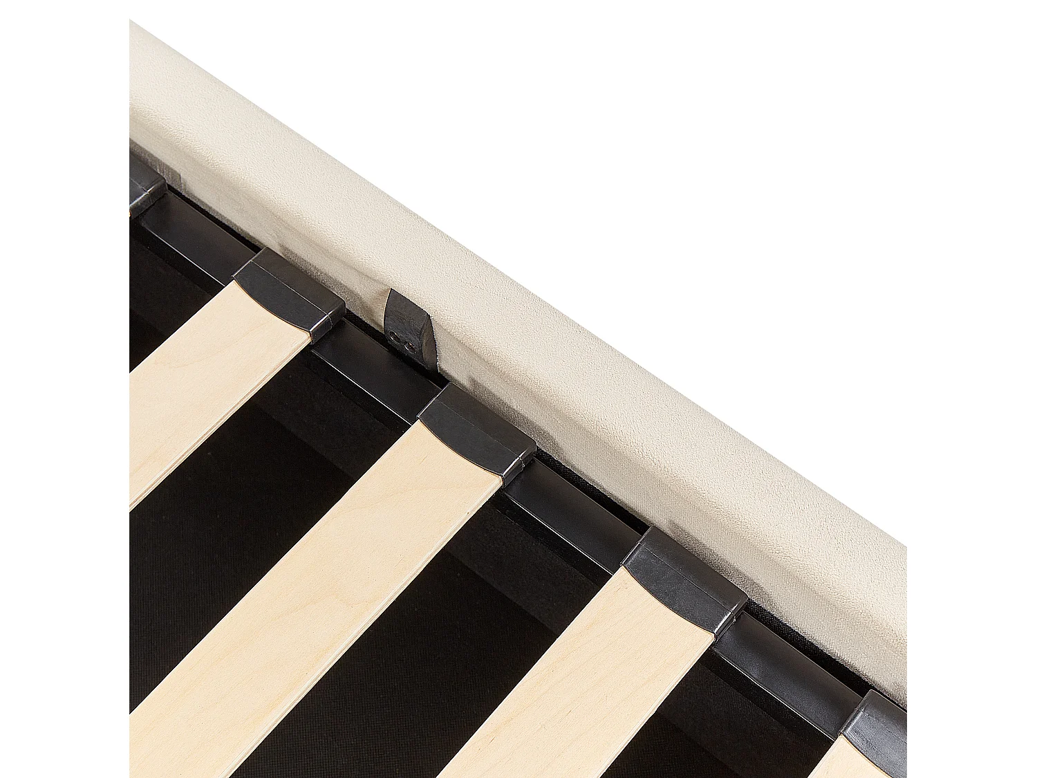 Lit ottoman Velours BOUSSE 180 x 200 cm Beige clair