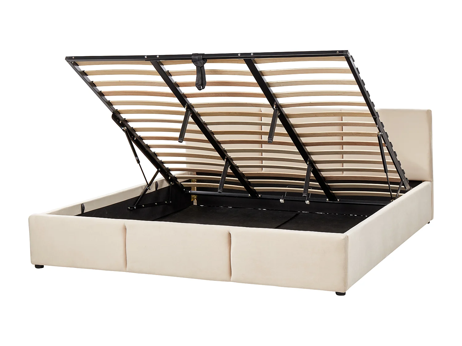 Lit ottoman Velours BOUSSE 180 x 200 cm Beige clair