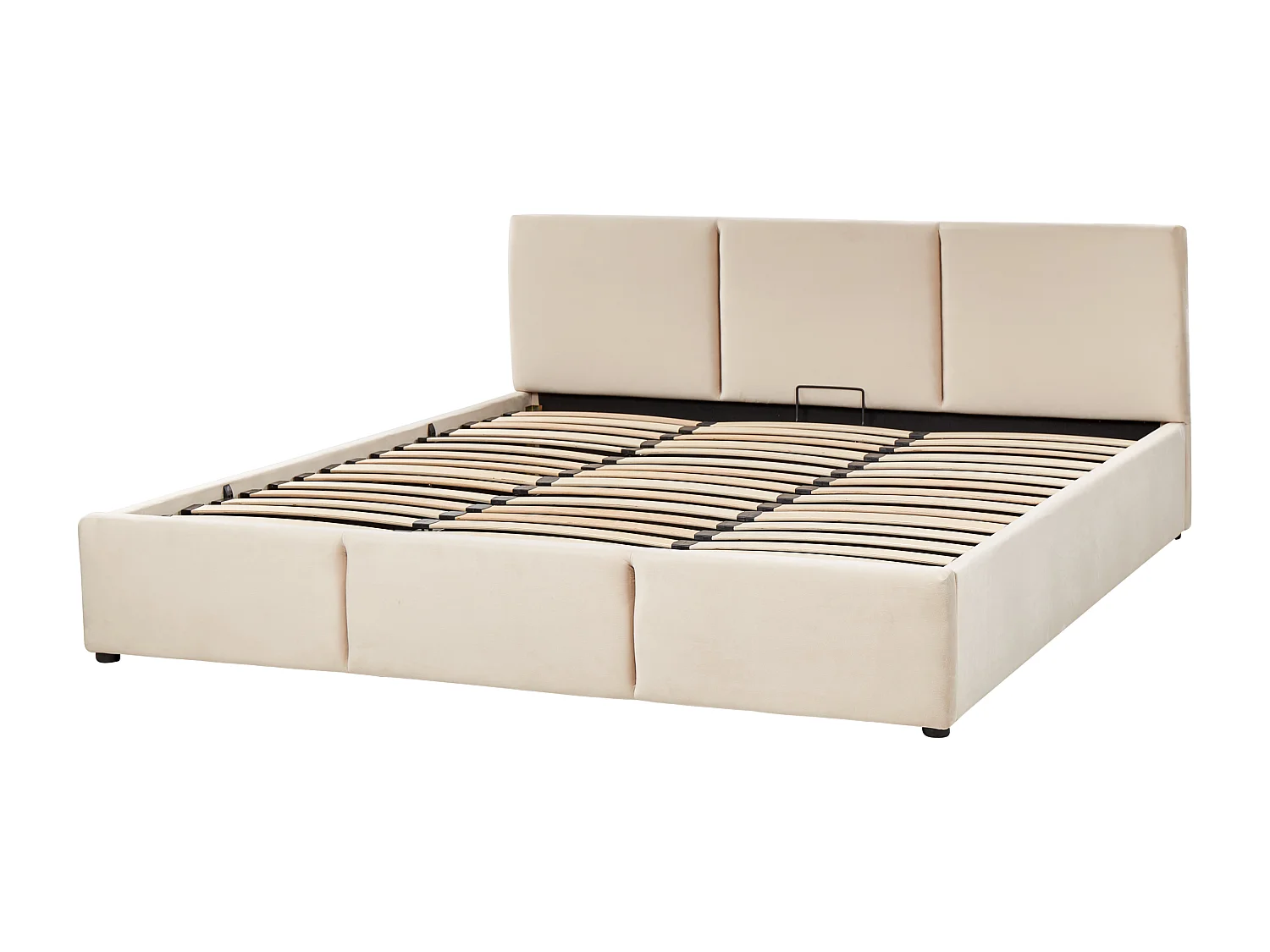 Lit ottoman Velours BOUSSE 180 x 200 cm Beige clair