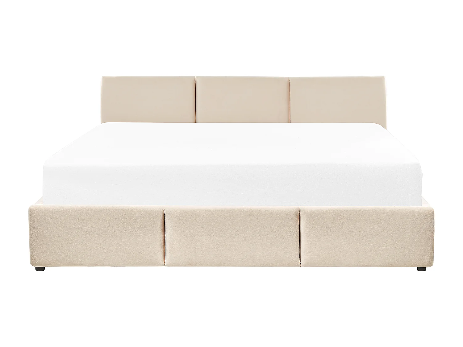 Lit ottoman Velours BOUSSE 180 x 200 cm Beige clair
