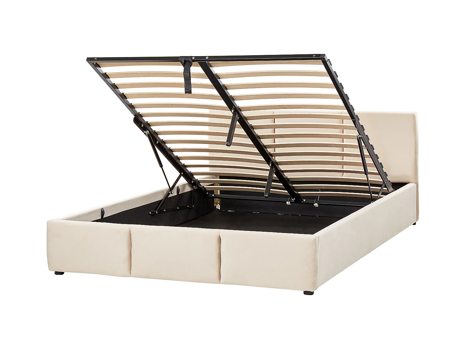 Bed met opbergruimte Fluweel BOUSSE 140 x 200 cm Lichtbeige