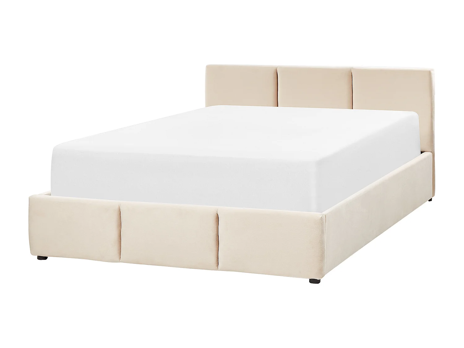 Bed met opbergruimte Fluweel BOUSSE 140 x 200 cm Lichtbeige