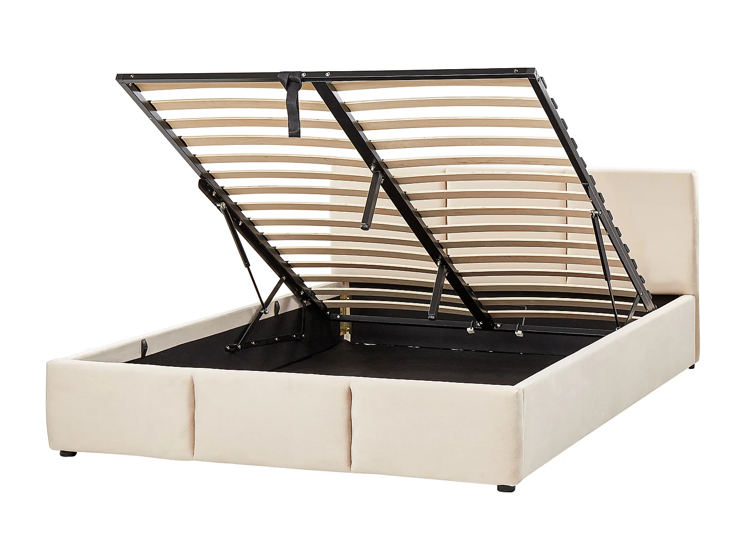 Lit ottoman Velours BOUSSE 140 x 200 cm Beige clair