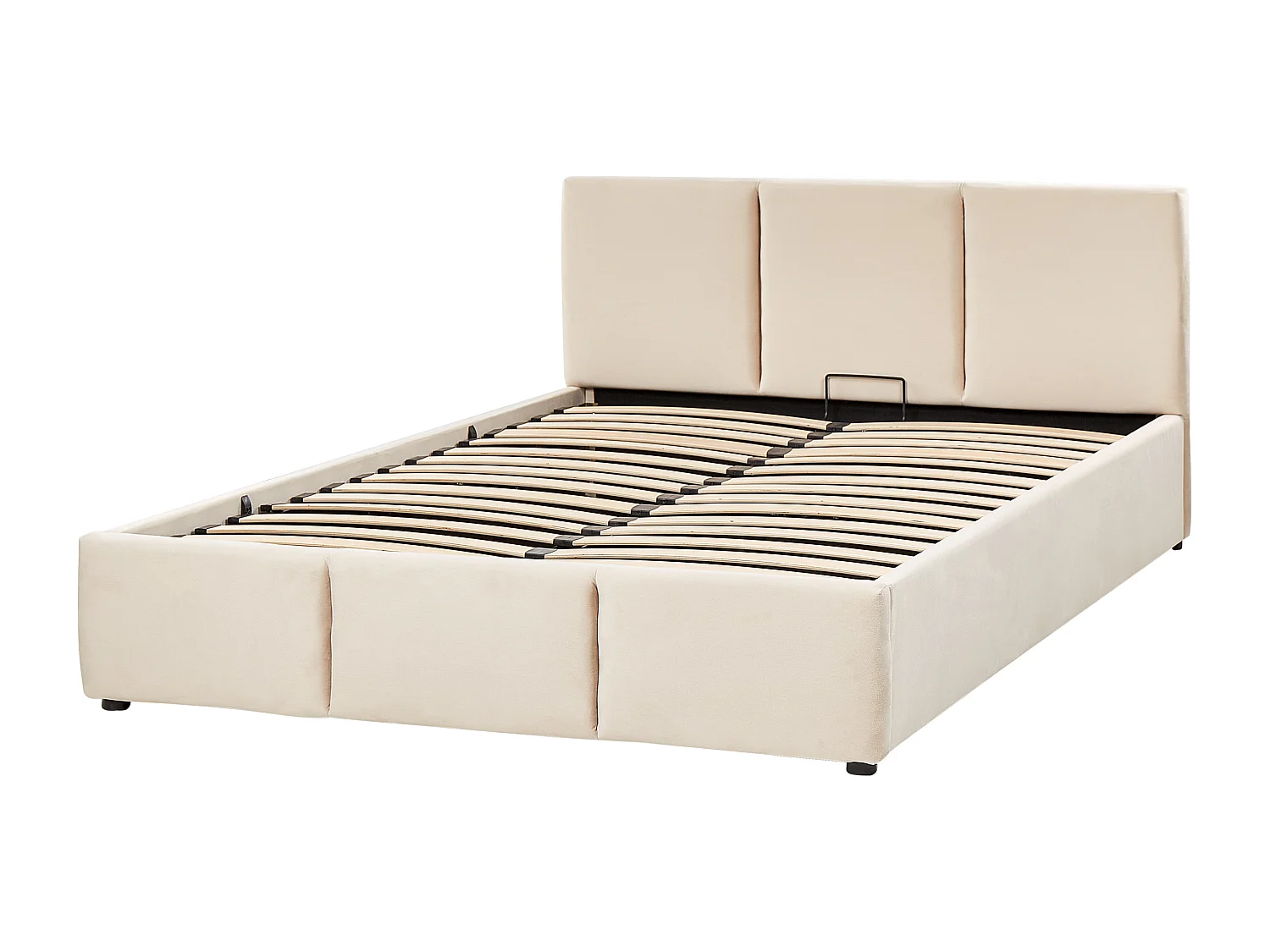 Lit ottoman Velours BOUSSE 140 x 200 cm Beige clair