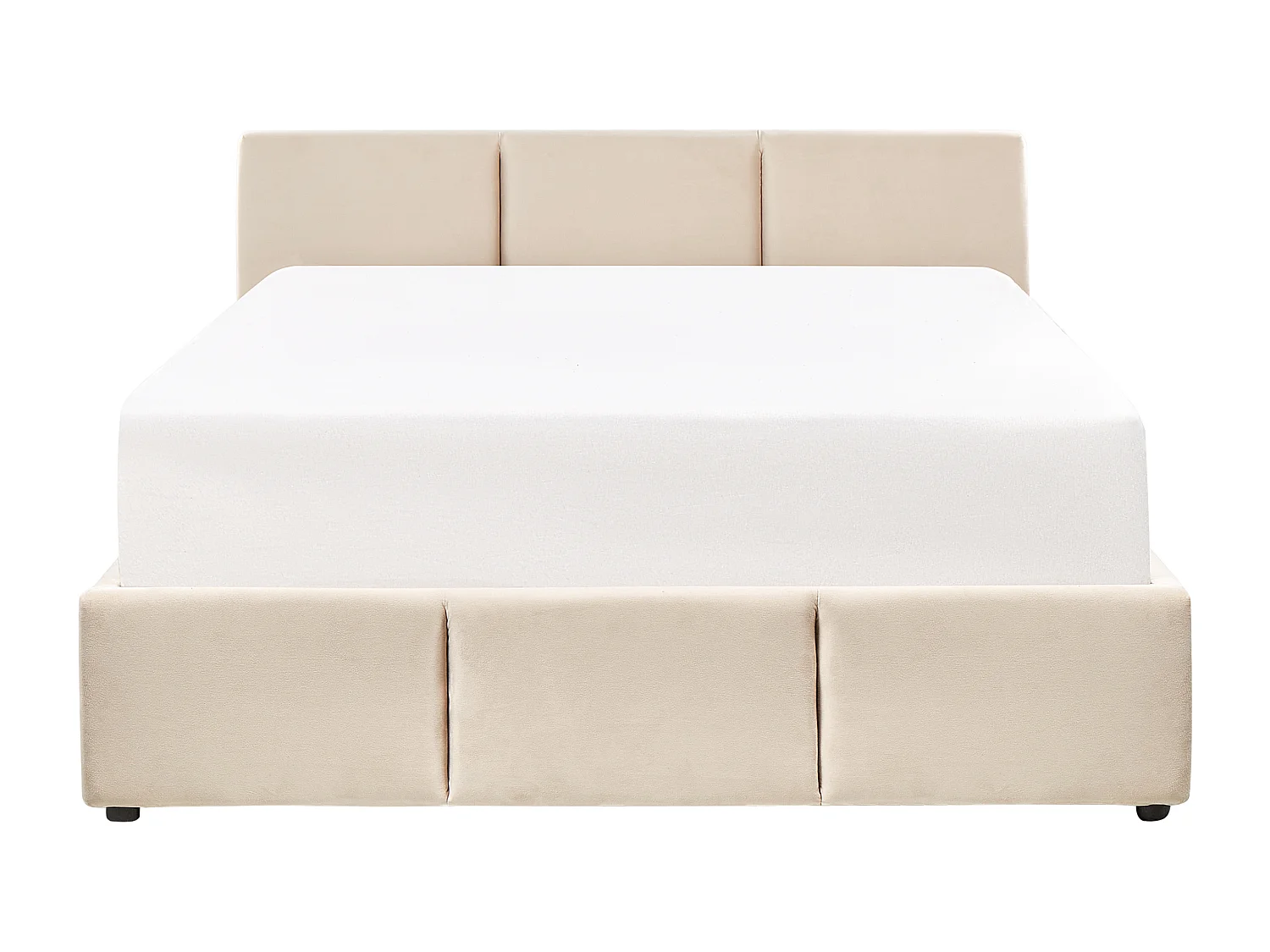 Lit ottoman Velours BOUSSE 140 x 200 cm Beige clair