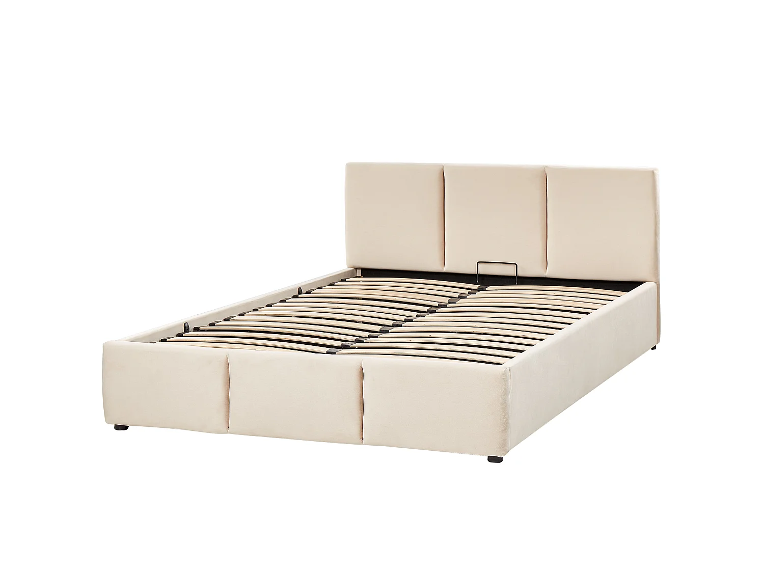Ottoman Bed BOUSSE Velvet Light Beige 140 x 200 cm (EU Double)