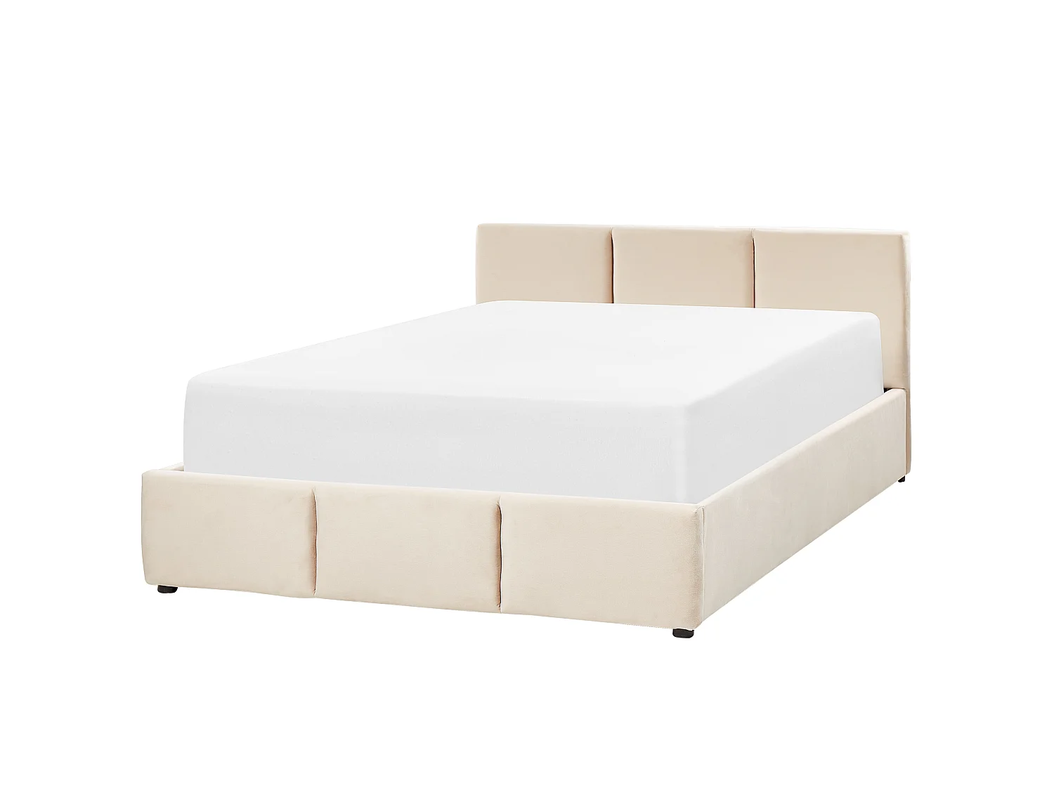Ottoman Bed BOUSSE Velvet Light Beige 140 x 200 cm (EU Double)