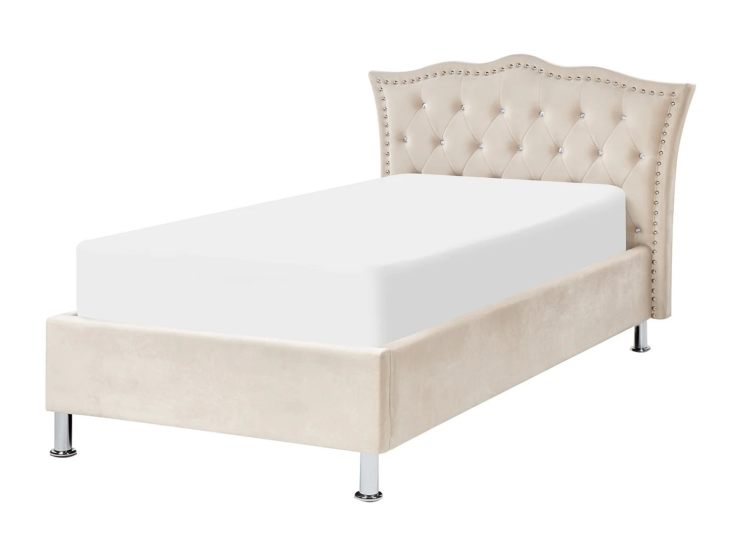 Lit ottoman Velours METZ 90 x 200 cm Beige