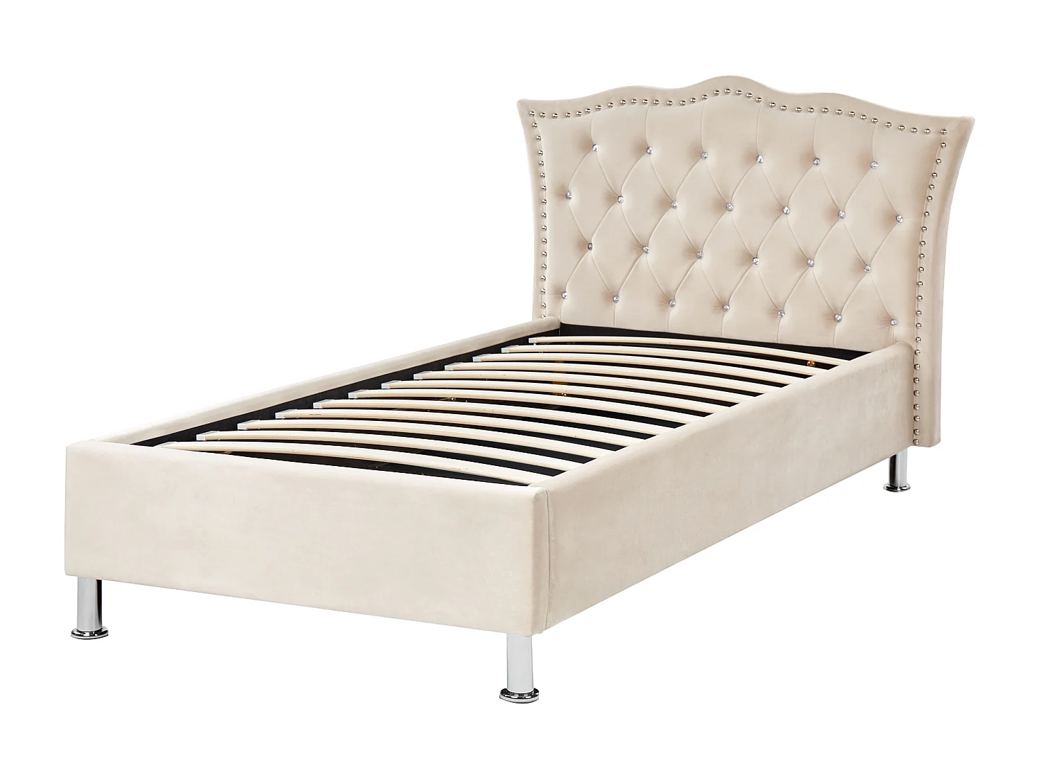 Letto singolo contenitore velluto beige 90 x 200 cm METZ