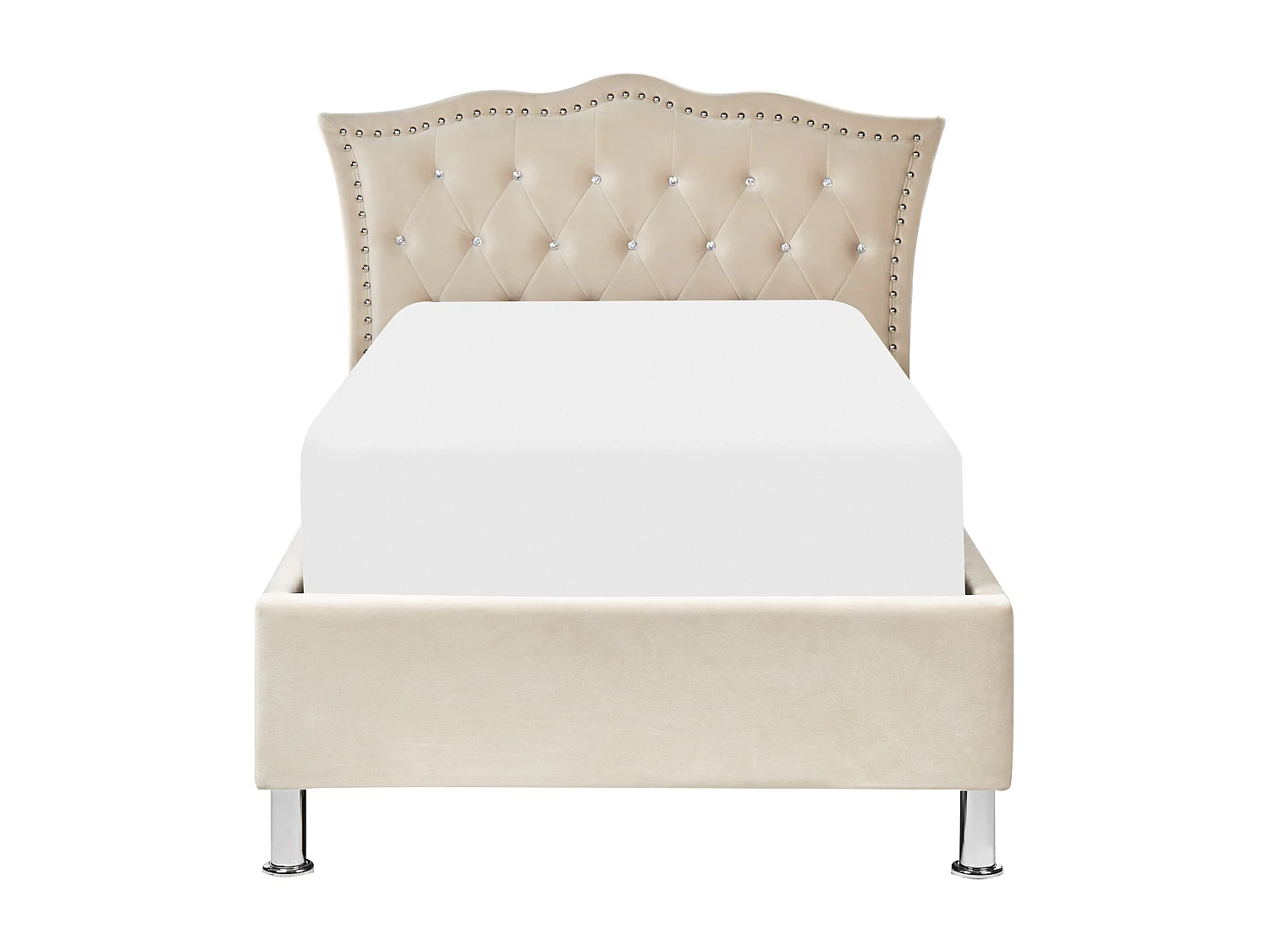 Letto singolo contenitore velluto beige 90 x 200 cm METZ