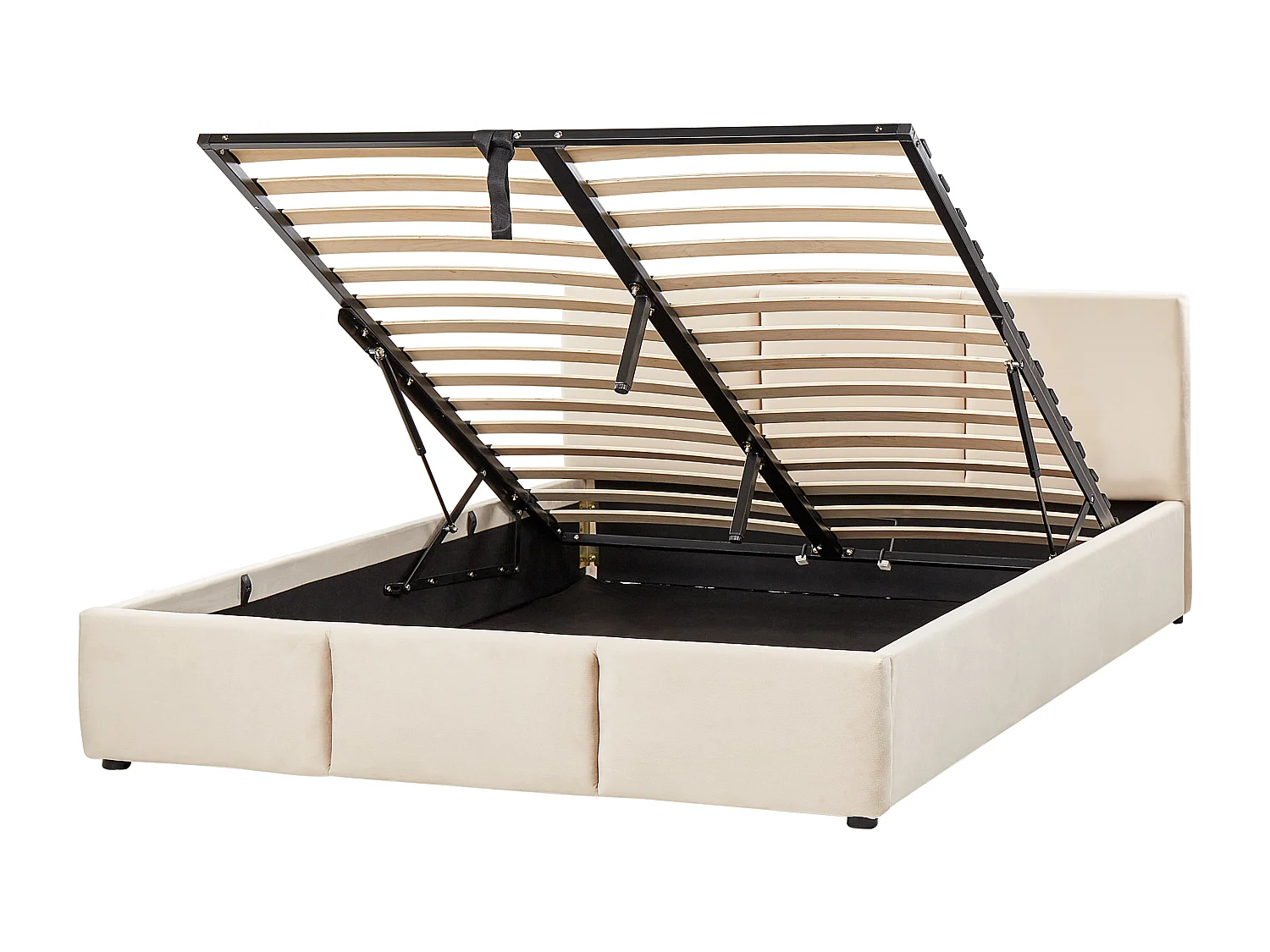 Łóżko z pojemnikiem Welur BOUSSE 160 x 200 cm Jasnobeżowy